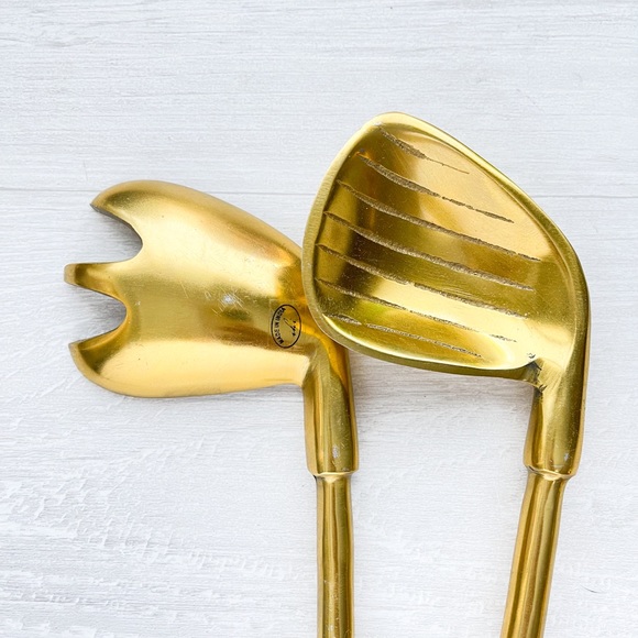 ZAZ DESIGNS Gilded Goldtone Golf Fork & Spoon Server Set - Picture 11 of 17